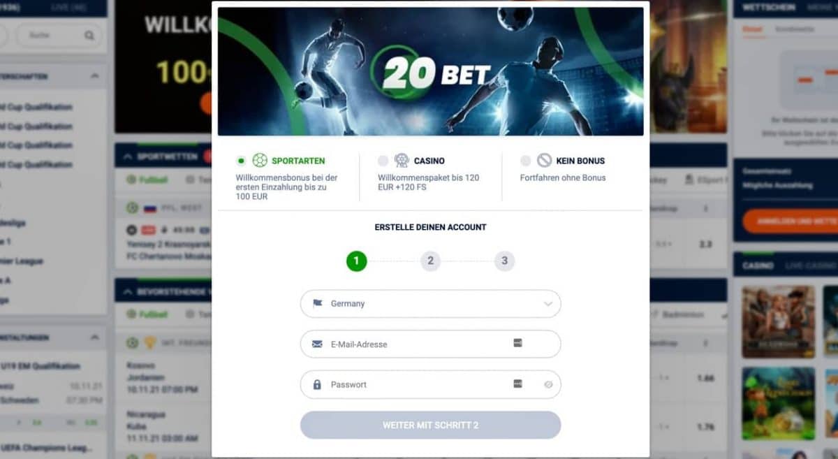 20 Bet registrierung